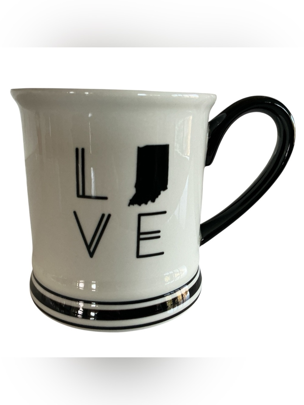 Indiana State Love Mug - White with Black Lettering 16oz